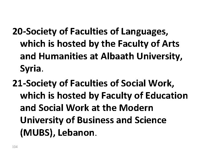 20‐Society of Faculties of Languages, which is hosted by the Faculty of Arts and