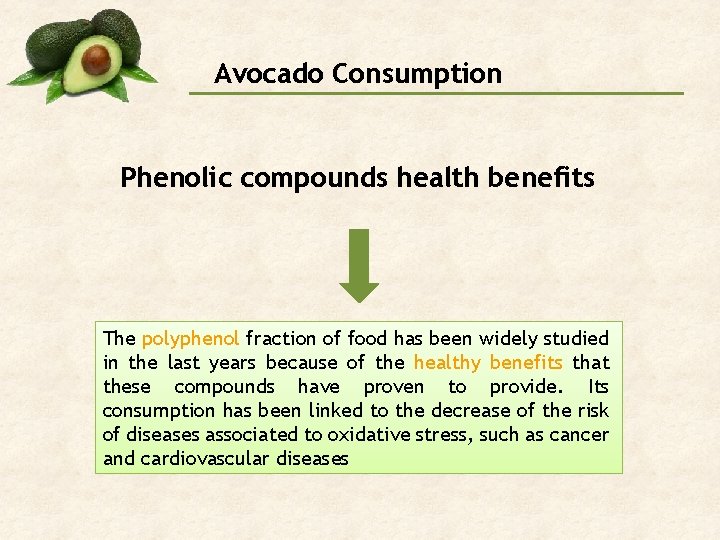 Avocado Consumption Phenolic compounds health benefits The polyphenol fraction of food has been widely