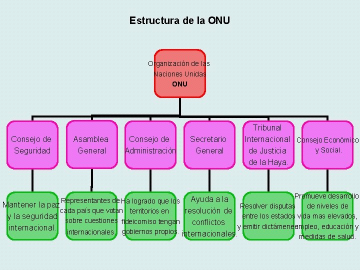 Estructura de la ONU Organización de las Naciones Unidas ONU Consejo de Seguridad Asamblea Estructura de la ONU Organización de las Naciones Unidas ONU Consejo de Seguridad Asamblea