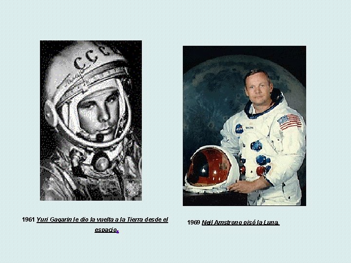 1961 Yuri Gagarin le dio la vuelta a la Tierra desde el espacio. 1969 1961 Yuri Gagarin le dio la vuelta a la Tierra desde el espacio. 1969