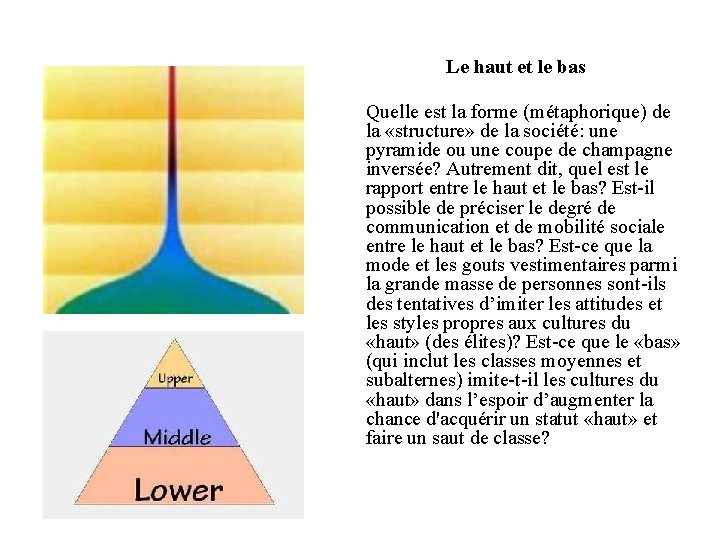 Le haut et le bas Quelle est la forme (métaphorique) de la «structure» de