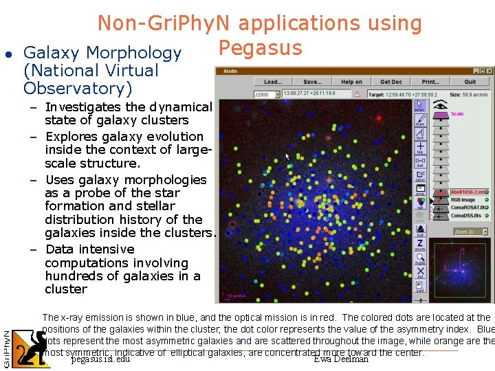 l Non-Gri. Phy. N applications using Pegasus Galaxy Morphology (National Virtual Observatory) – Investigates