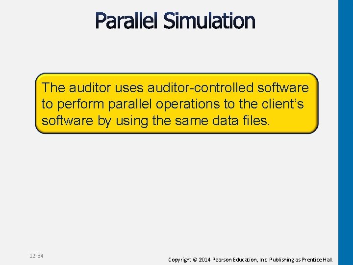 The auditor uses auditor-controlled software to perform parallel operations to the client’s software by