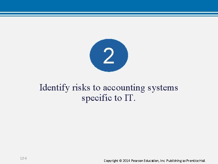 2 Identify risks to accounting systems specific to IT. 12 -6 Copyright © 2014