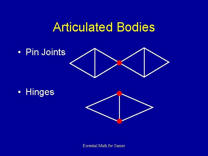 Articulated Bodies • Pin Joints • Hinges Essential Math for Games 