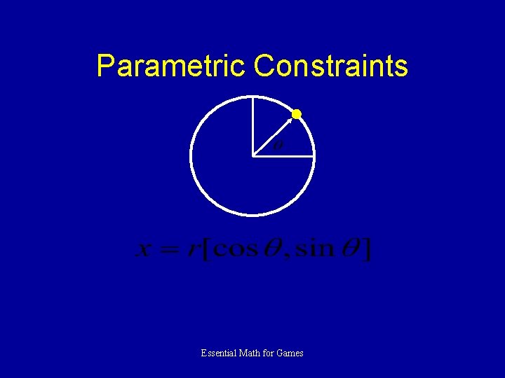 Parametric Constraints Essential Math for Games 