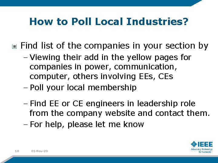 How to Poll Local Industries? Find list of the companies in your section by