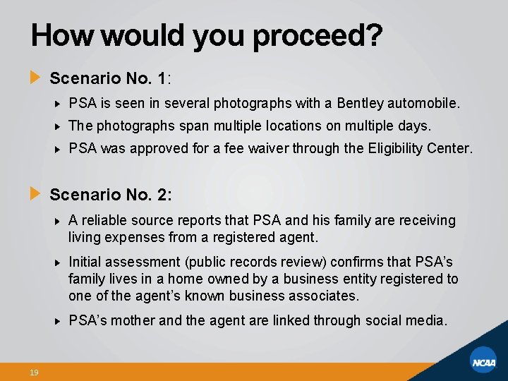 How would you proceed? Scenario No. 1: PSA is seen in several photographs with