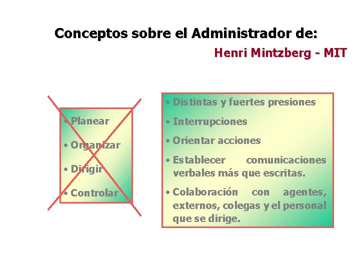 Conceptos sobre el Administrador de: Henri Mintzberg - MIT • Distintas y fuertes presiones