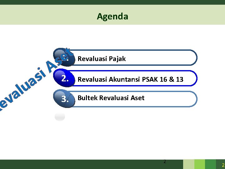 Agenda v e R Revaluasi Pajak 2. Revaluasi Akuntansi PSAK 16 & 13 3. Agenda v e R Revaluasi Pajak 2. Revaluasi Akuntansi PSAK 16 & 13 3.