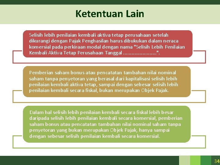Ketentuan Lain Selisih lebih penilaian kembali aktiva tetap perusahaan setelah dikurangi dengan Pajak Penghasilan Ketentuan Lain Selisih lebih penilaian kembali aktiva tetap perusahaan setelah dikurangi dengan Pajak Penghasilan