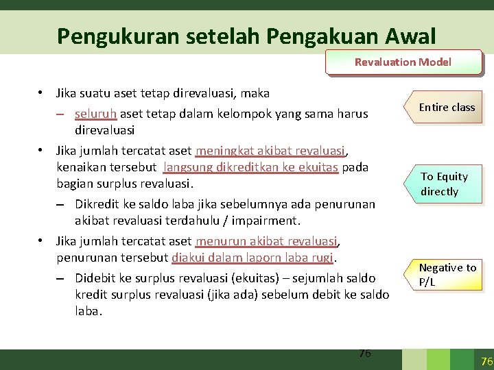 Pengukuran setelah Pengakuan Awal Revaluation Model • Jika suatu aset tetap direvaluasi, maka – Pengukuran setelah Pengakuan Awal Revaluation Model • Jika suatu aset tetap direvaluasi, maka –