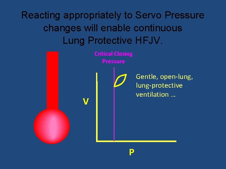 Reacting appropriately to Servo Pressure changes will enable continuous Lung Protective HFJV. Critical Closing