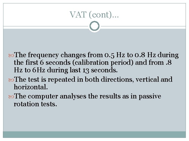VAT (cont)… The frequency changes from 0. 5 Hz to 0. 8 Hz during