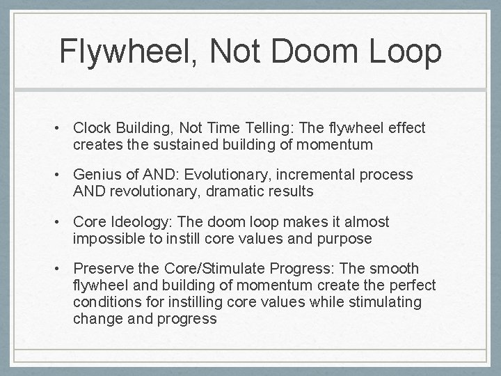 Flywheel, Not Doom Loop • Clock Building, Not Time Telling: The flywheel effect creates Flywheel, Not Doom Loop • Clock Building, Not Time Telling: The flywheel effect creates