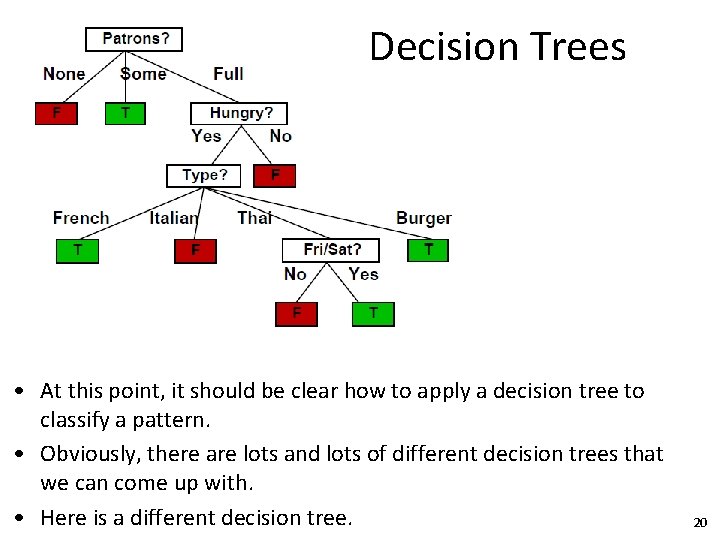 Decision Trees • At this point, it should be clear how to apply a