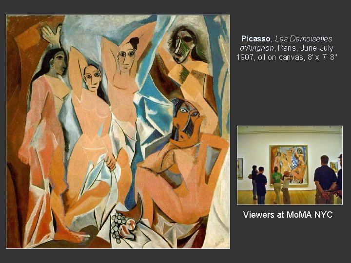 Picasso, Les Demoiselles d'Avignon, Paris, June-July 1907, oil on canvas, 8' x 7‘ 8"