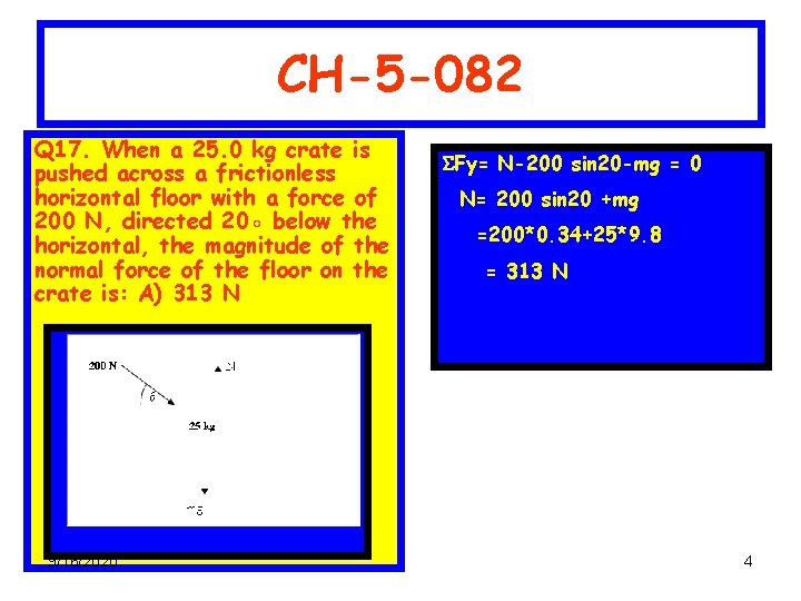 CH-5 -082 Q 17. When a 25. 0 kg crate is pushed across a