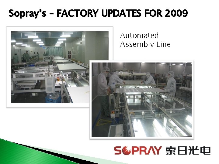 Sopray’s – FACTORY UPDATES FOR 2009 Automated Assembly Line 