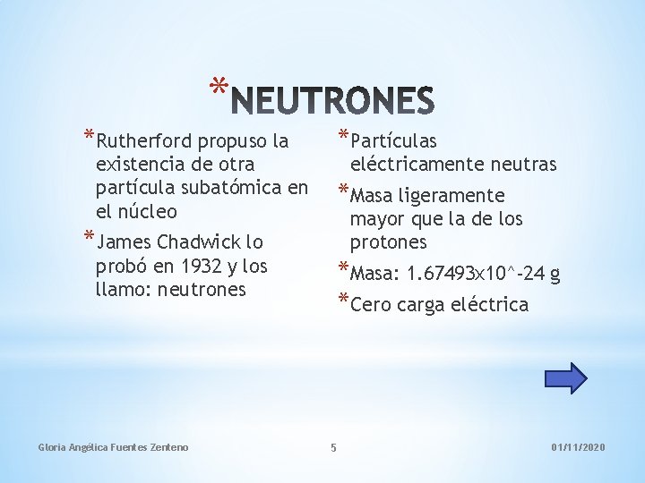 * *Rutherford propuso la *Partículas existencia de otra partícula subatómica en el núcleo eléctricamente