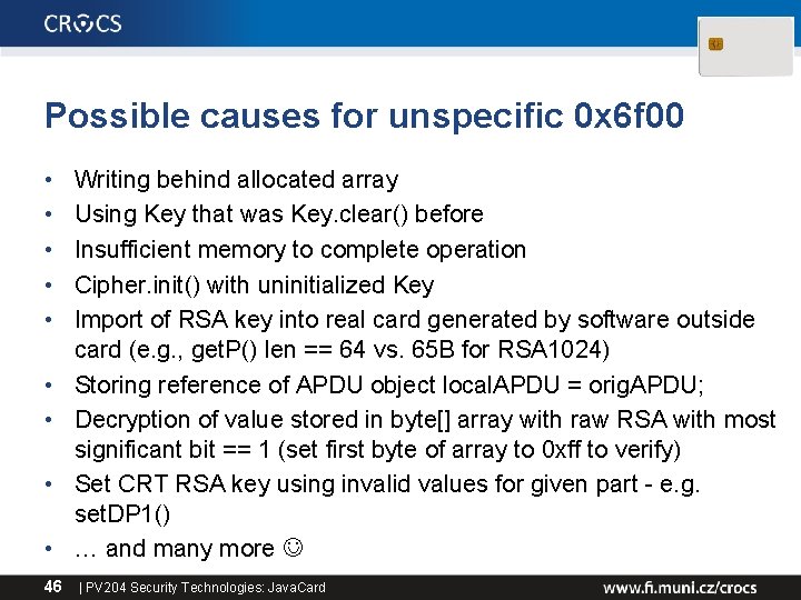 Possible causes for unspecific 0 x 6 f 00 • • • 46 Writing