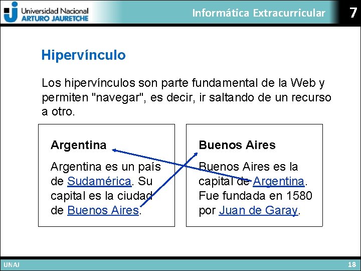 Informática Extracurricular 7 Hipervínculo Los hipervínculos son parte fundamental de la Web y permiten