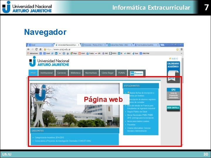Informática Extracurricular 7 Navegador Página web UNAJ 30 