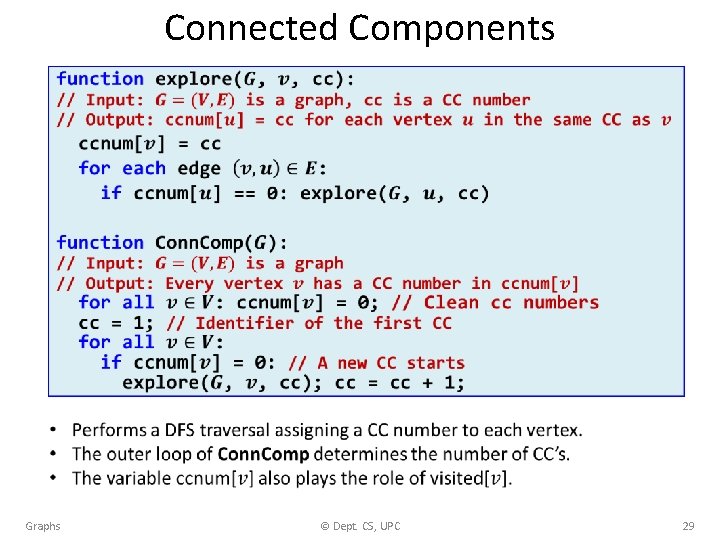 Connected Components Graphs © Dept. CS, UPC 29 
