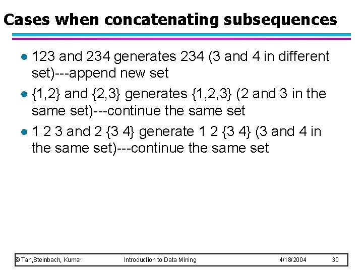 Cases when concatenating subsequences 123 and 234 generates 234 (3 and 4 in different