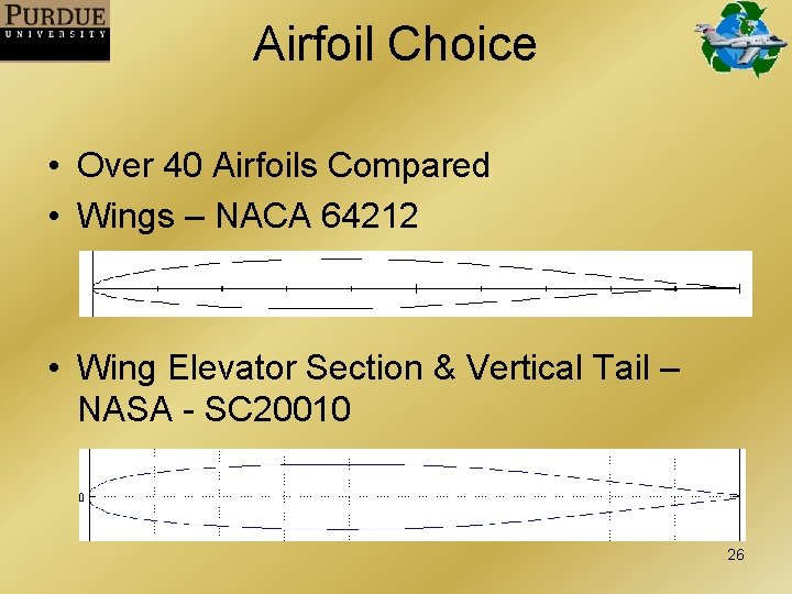 Airfoil Choice • Over 40 Airfoils Compared • Wings – NACA 64212 • Wing