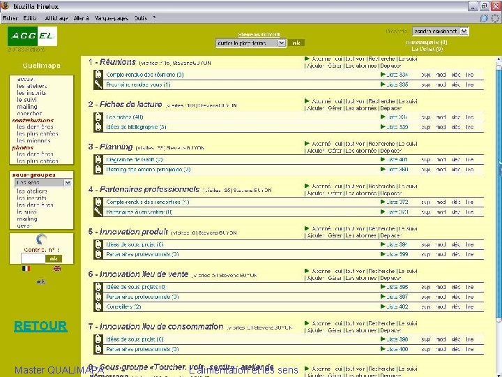 RETOUR Master QUALIMAPA L’alimentation et les sens 15 décembre 2004 