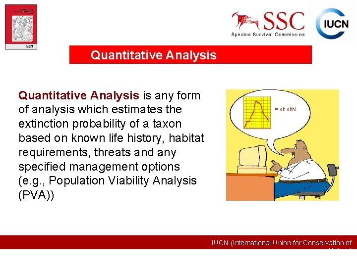 Quantitative Analysis is any form of analysis which estimates the extinction probability of a