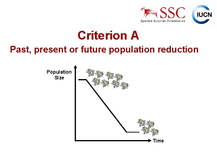 Criterion A Past, present or future population reduction Population Size Time IUCN (International Union