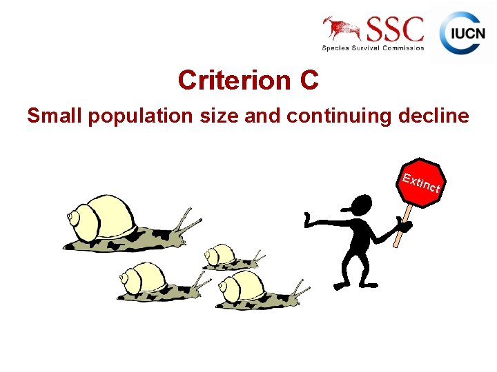 Criterion C Small population size and continuing decline Ext inct IUCN (International Union for