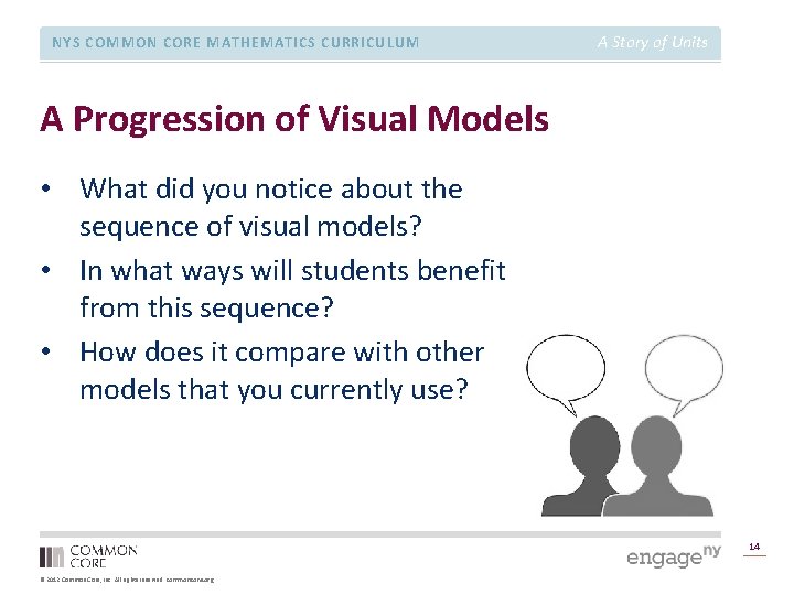 NYS COMMON CORE MATHEMATICS CURRICULUM A Story of Units A Progression of Visual Models