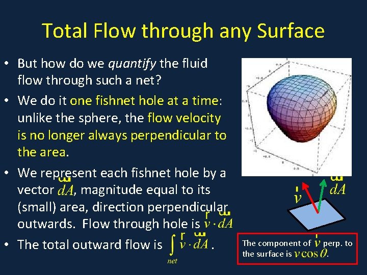 Total Flow through any Surface • But how do we quantify the fluid flow