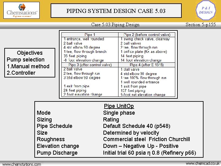 PIPING SYSTEM DESIGN CASE 5. 03 Case 5. 03 Piping Design Section 5 -p