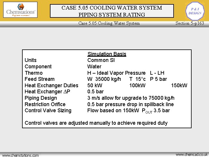 Simulation of more complex piping systems, as found in service distribution networks, to CASE