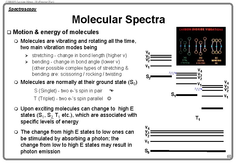 CH 4003 Lecture Notes 18 (Erzeng Xue) Spectroscopy Molecular Spectra q Motion & energy