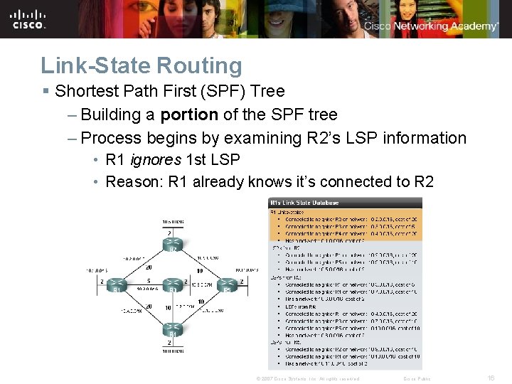 Link-State Routing § Shortest Path First (SPF) Tree – Building a portion of the