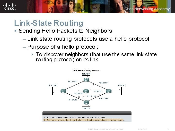 Link-State Routing § Sending Hello Packets to Neighbors – Link state routing protocols use