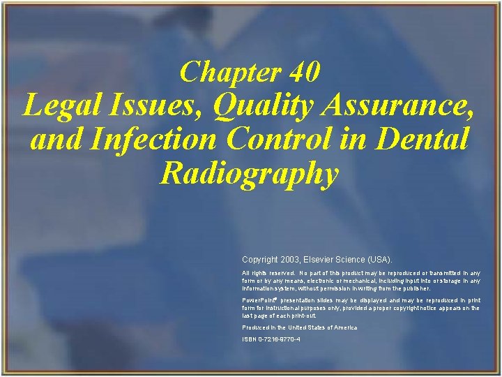 Chapter 40 Legal Issues Quality Assurance and Infection