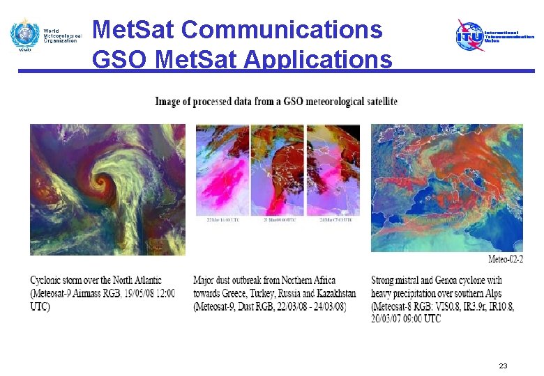 Met. Sat Communications GSO Met. Sat Applications 23 