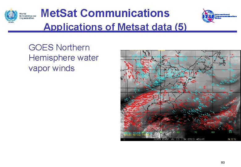 Met. Sat Communications Applications of Metsat data (5) GOES Northern Hemisphere water vapor winds