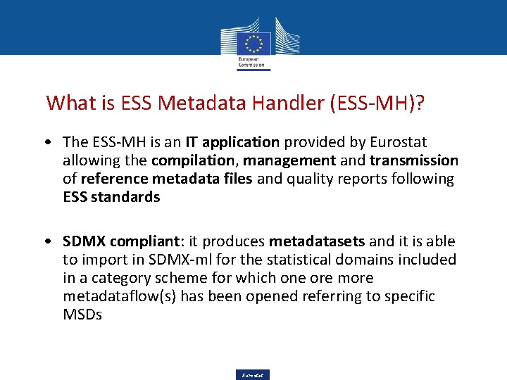 What is ESS Metadata Handler (ESS-MH)? • The ESS-MH is an IT application provided