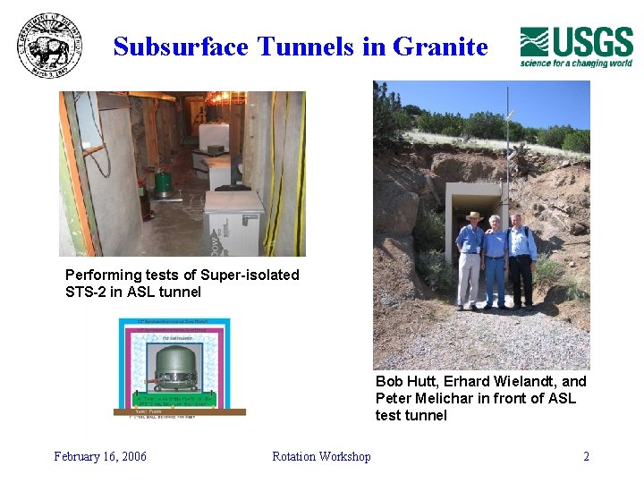 Subsurface Tunnels in Granite Performing tests of Super-isolated STS-2 in ASL tunnel Bob Hutt, Subsurface Tunnels in Granite Performing tests of Super-isolated STS-2 in ASL tunnel Bob Hutt,