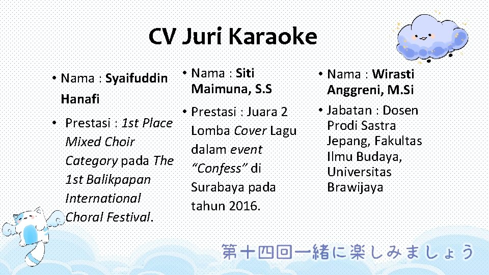 CV Juri Karaoke • Nama : Syaifuddin • Nama : Siti Maimuna, S. S