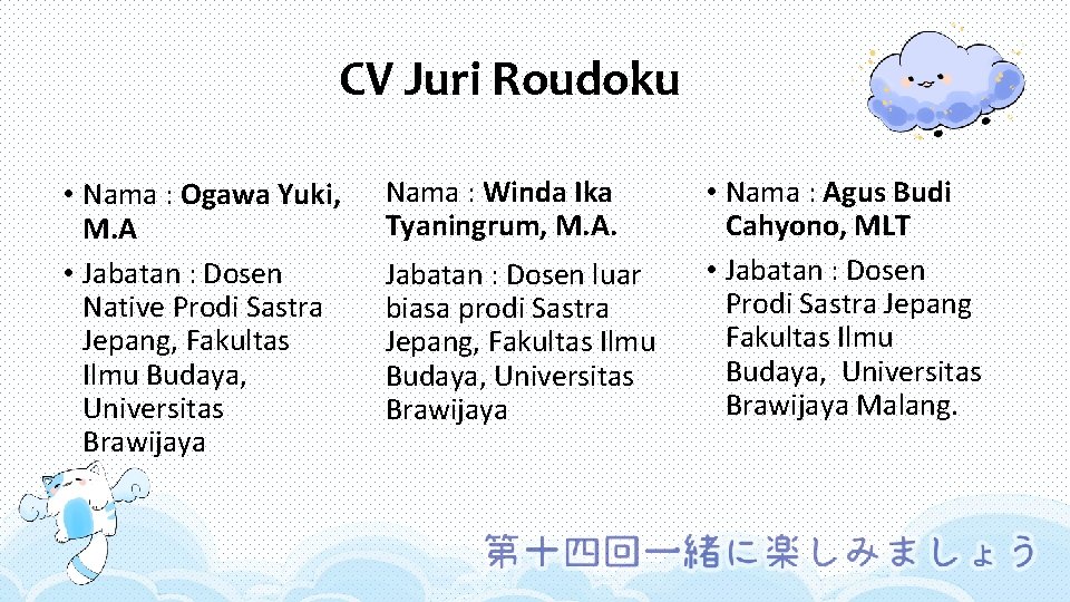 CV Juri Roudoku • Nama : Ogawa Yuki, Nama : Winda Ika Tyaningrum, M.
