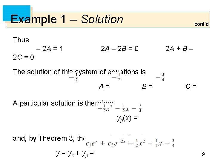 Example 1 – Solution cont’d Thus – 2 A = 1 2 A –