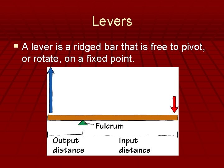 - Simple Machines Levers § A lever is a ridged bar that is free